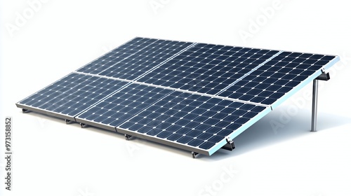 A solar panel with multiple cells on a white background.