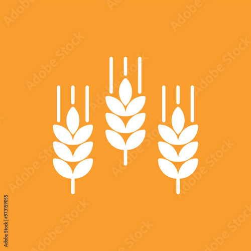 Vector Filled Farm Wheat Ears Icon. Whole Grain Symbol Illustration for Organic Eco Business, Farming, Beer, Bakery. Gluten Free Logo.