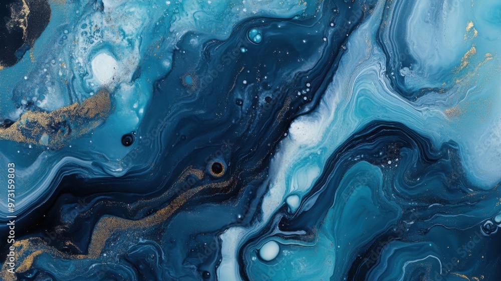 Abstract Ocean Waves in Blue Tones