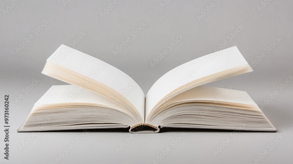 Open book, blank white pages, Open book, blank white pages,