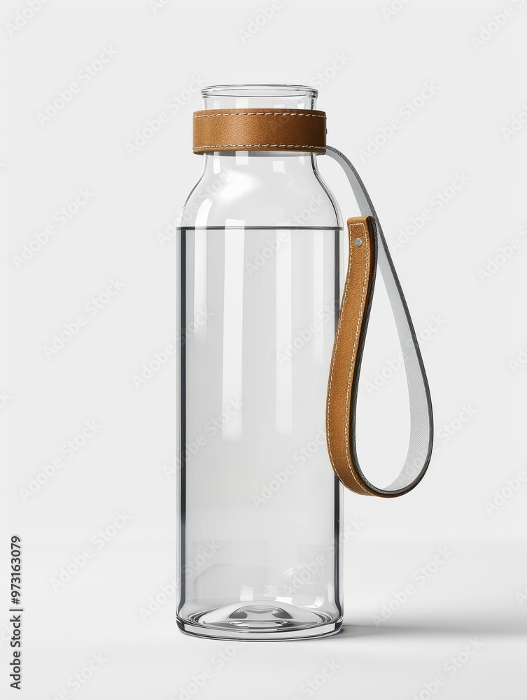 Glass Water Bottle with Leather Strap. Glass Water Bottle with Leather Strap.