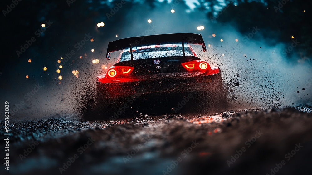 high-performance race car kicking up dirt high-performance race car kicking up dirt