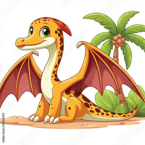 Cute Pterodactyl Vector Cartoon illustration