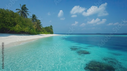 Serene Tropical Beach with Crystal Clear Waters