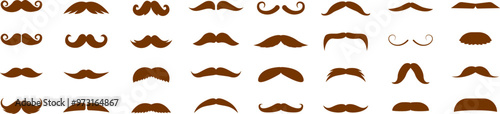 Brown mustache icon set vector illustration isolated on white background