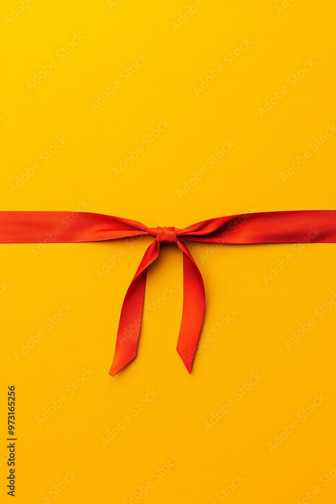 red ribbon on yellow background