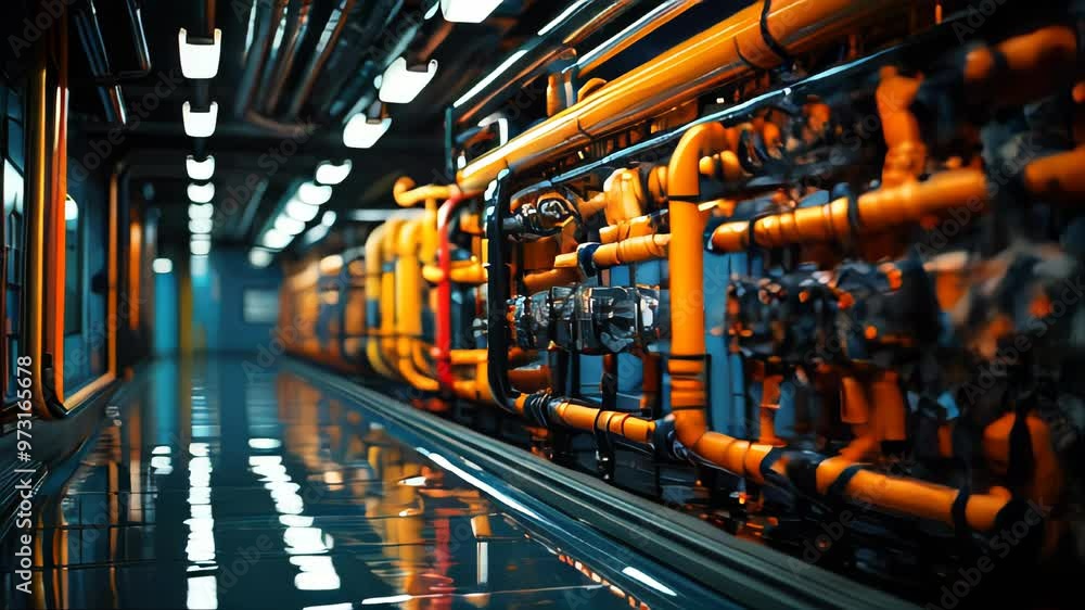 Large industrial oil refinery petrochemical plant with equipment and pipes Large industrial oil refinery petrochemical plant with equipment and pipes