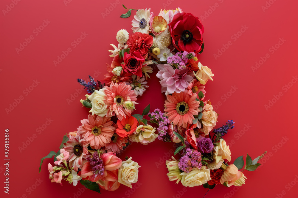 A flowery letter A is made out of various flowers A flowery letter A is made out of various flowers