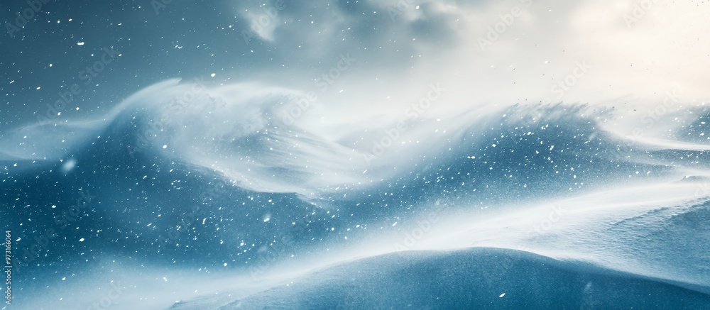 Snowstorm over a snowy landscape with a swirling wind. Snowstorm over a snowy landscape with a swirling wind.