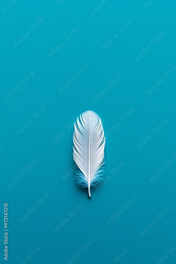 white feather on teal background white feather on teal background