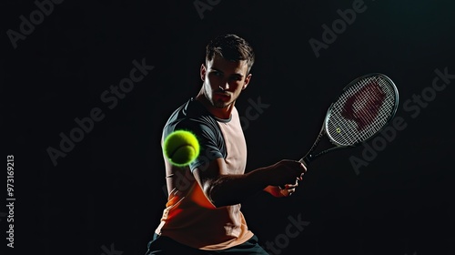 Dynamic Tennis Player Hitting a Ball