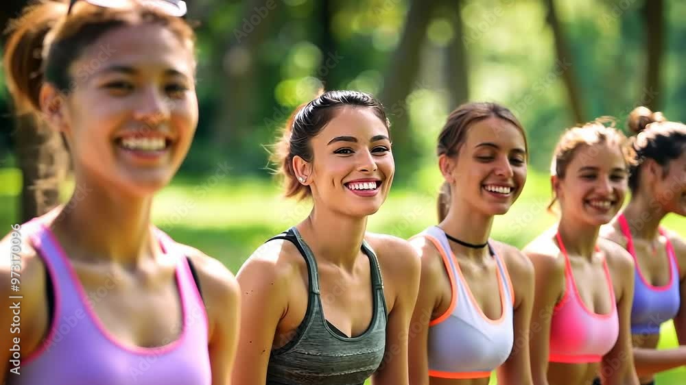 Group of Smiling Women in Nature Group of Smiling Women in Nature