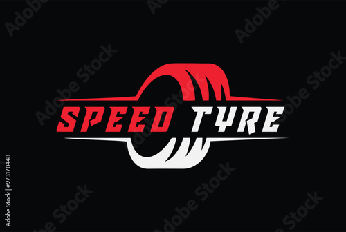 speed tyre shop logo design symbol modern silhouette automotive wheel vector illustration