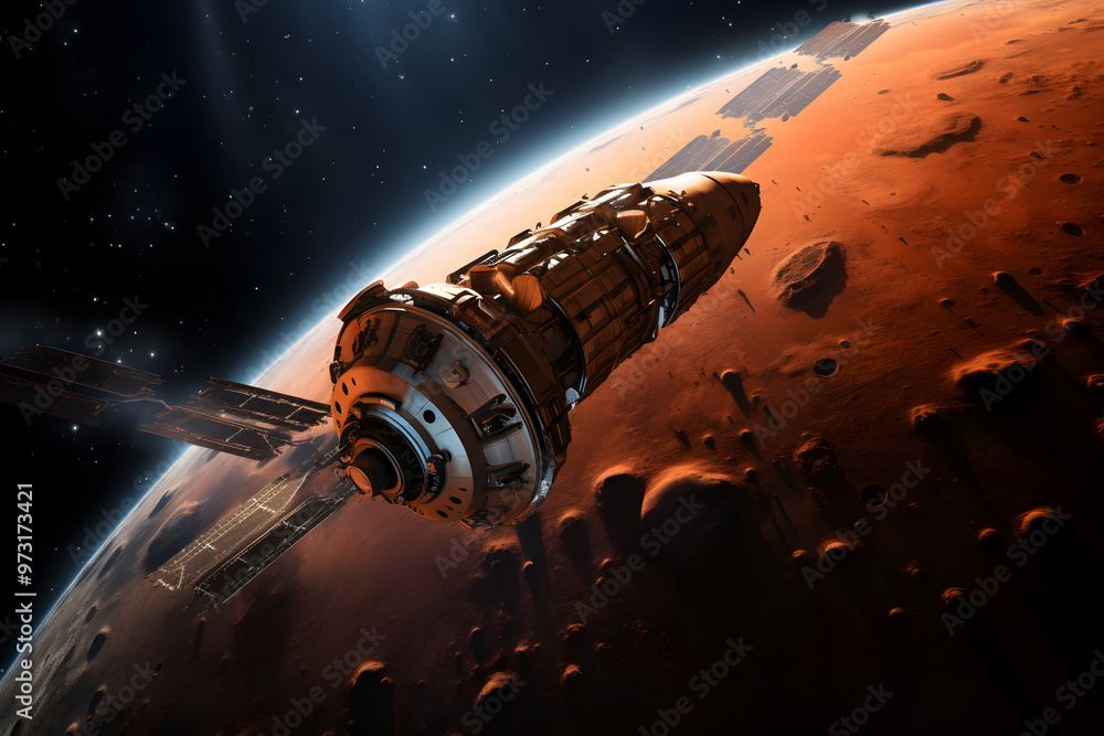 rocket ship with planet in the background, rocket ship in space Stock ...