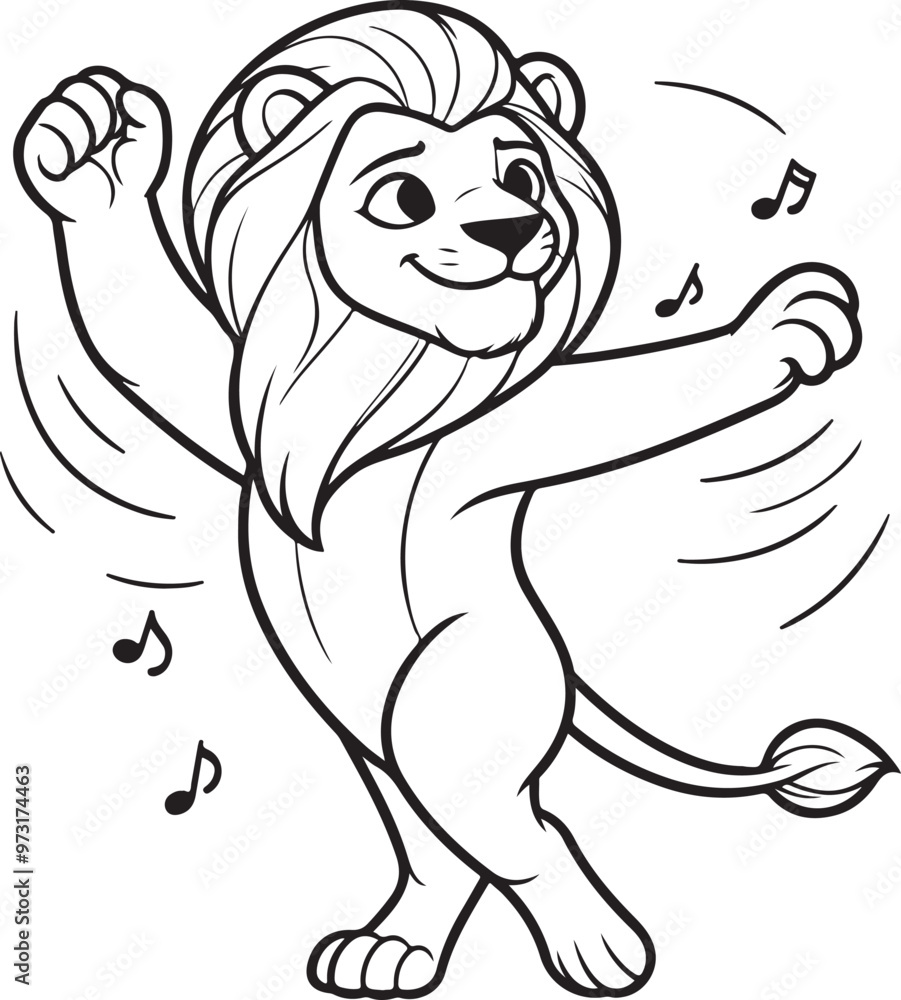 Naklejka premium A lion line art coloring page illustration for kids