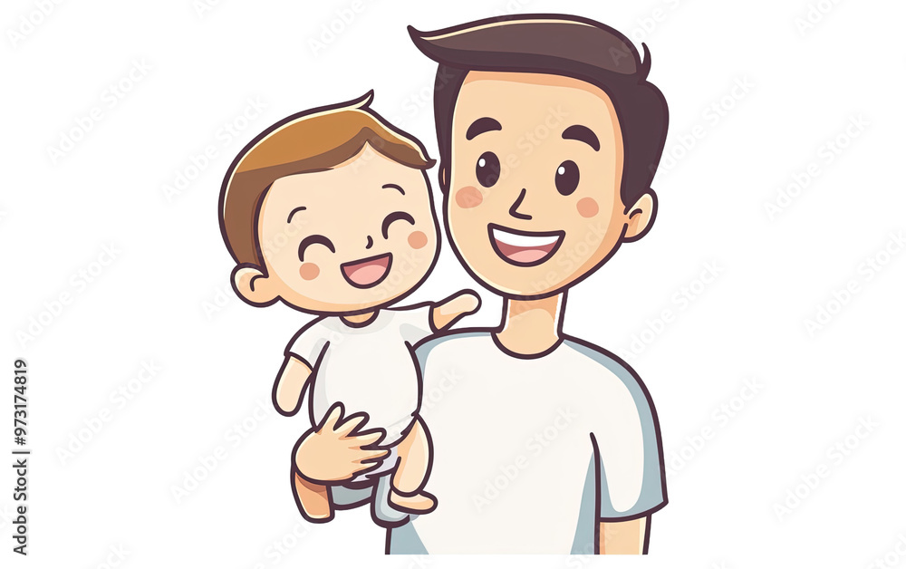 Baby smiling cartoon father isolated on white or transparent background Baby smiling cartoon father isolated on white or transparent background