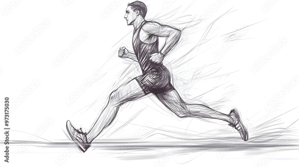 Athlete in Motion Sprinting with Powerful Stride on Track Athlete in Motion Sprinting with Powerful Stride on Track
