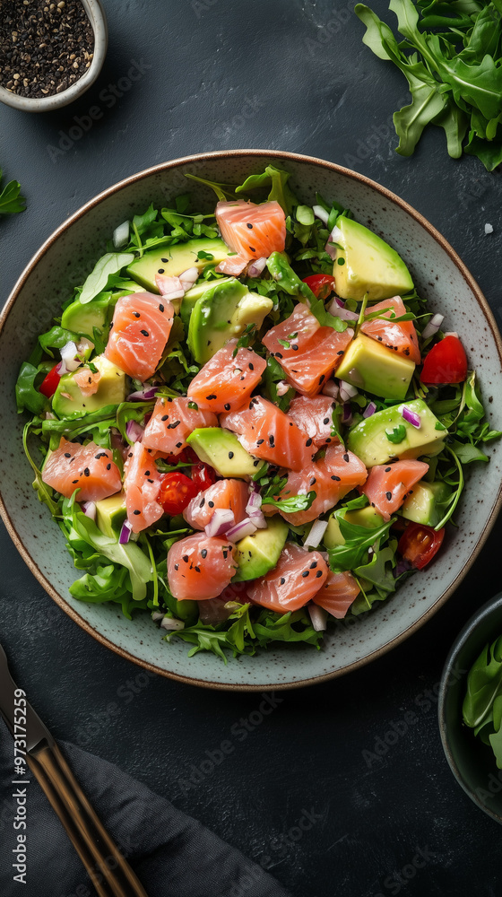 Diced Trout and Avocado Salad in a Ring Mold Diced Trout and Avocado Salad in a Ring Mold