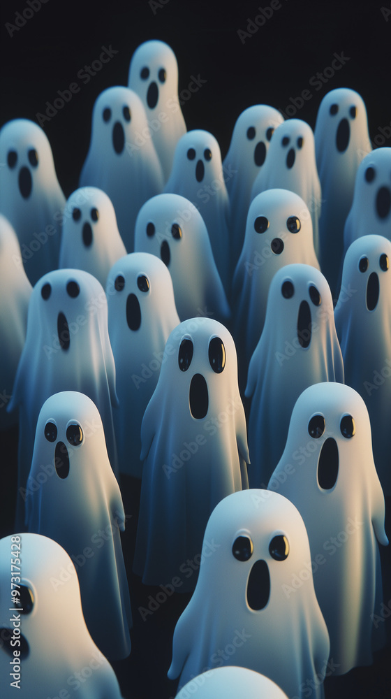 Obraz premium A Big Group of Halloween Ghosts