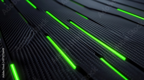 Futuristic carbon fiber background with neon green highlights and textured surface: Strong and dynamic, adding a high-tech and industrial look