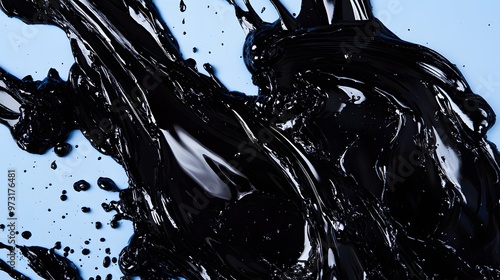 Wallpaper Mural Black Paint Splashes on Blue Background, Abstract Image, Texture, Pattern Background, Wallpaper, Cover and Screen of Smartphone, PC, Laptop, 9:16 and 16:9 Format Torontodigital.ca