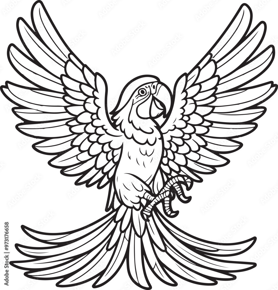 Obraz premium A parrot line art coloring page illustration for kids