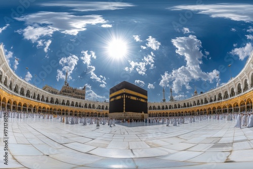 Makkah al mukarramah A panoramic view of the Kaaba in Mecca Saudi Arabia during the Hajj pilgrimage with generative ai photo