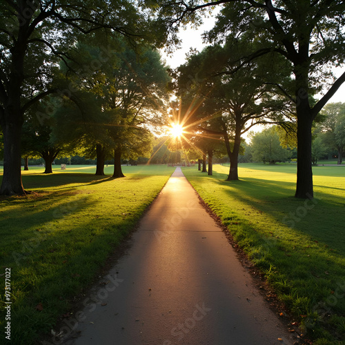 sunset in the park