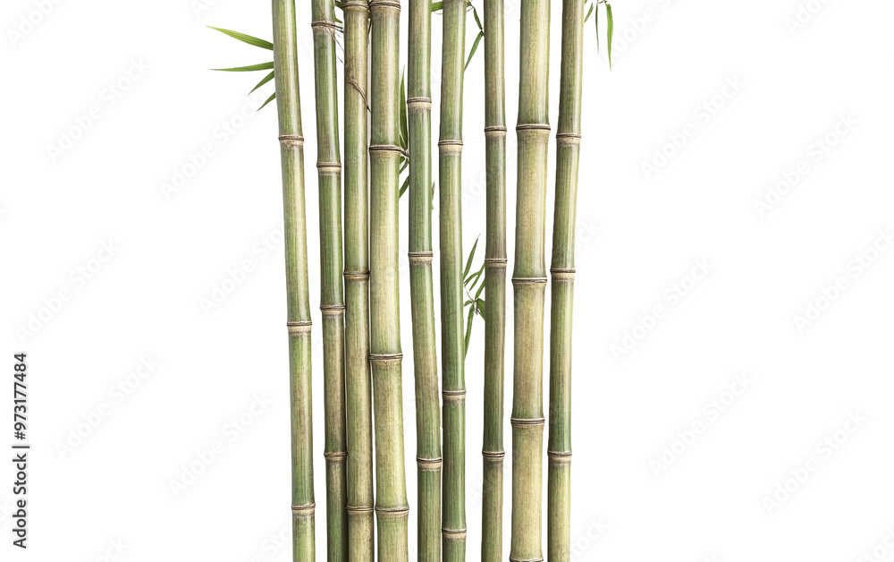 Fototapeta premium Bamboo stalks isolated on white or transparent background