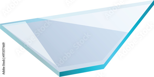 Protective glass piece for windows or doors isometric view