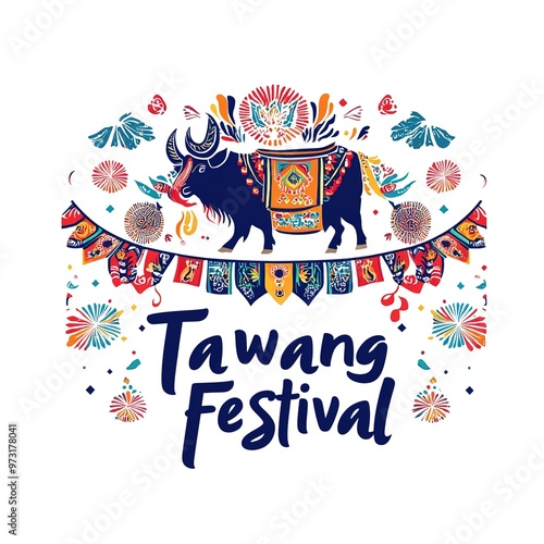 The festival in Tawang monastery,festival is celebrated as uniquely as the beautiful Tawang valley.vector photo