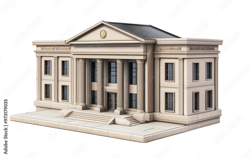 Obraz premium Bank building isolated on white or transparent background