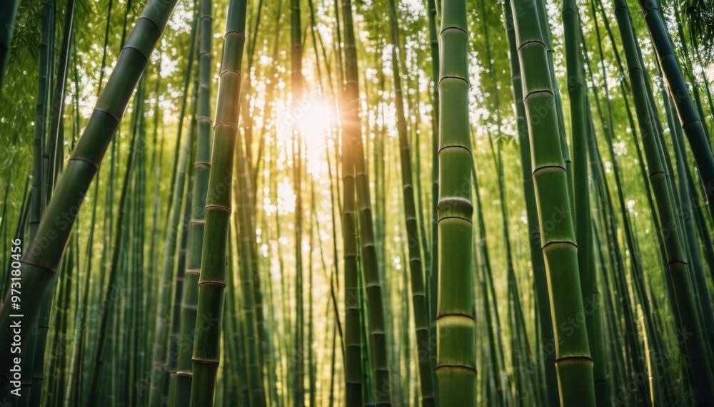 bamboo forest and the sun breaks through the stems. Ai generated bamboo forest and the sun breaks through the stems. Ai generated