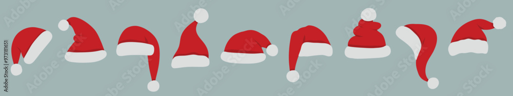Big set hand drawn Santa Hats isolated on transparent background. Vector santa claus hat colllection, holiday cap to xmas illustration. Big set hand drawn Santa Hats isolated on transparent background. Vector santa claus hat colllection, holiday cap to xmas illustration.