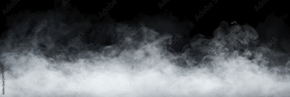 Fototapeta premium Smoke black ground fog cloud floor mist background steam dust dark white horror overlay. Ground smoke haze night black water atmosphere 3d magic spooky smog texture isolated transparent effect circle 