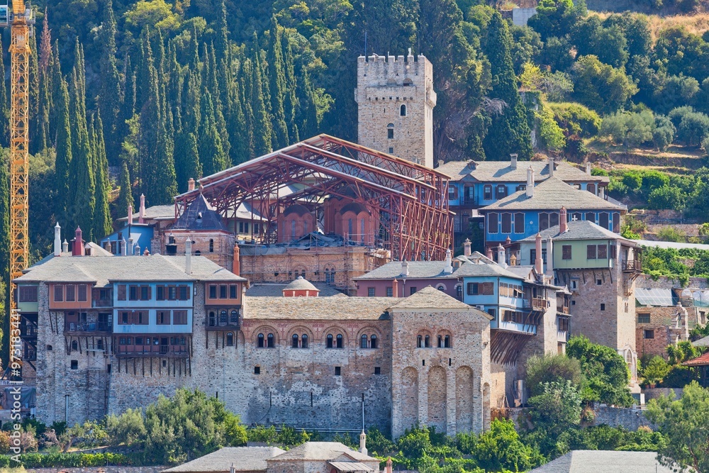 Obraz premium Dochiariu Monastery on the Athos Peninsula - Chalkidiki - Greece