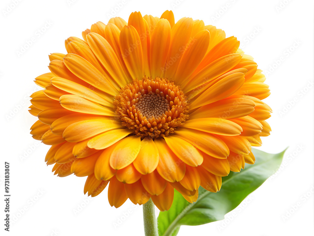 a beautiful orange gerbera flower in close-up, isolated on a white background a beautiful orange gerbera flower in close-up, isolated on a white background
