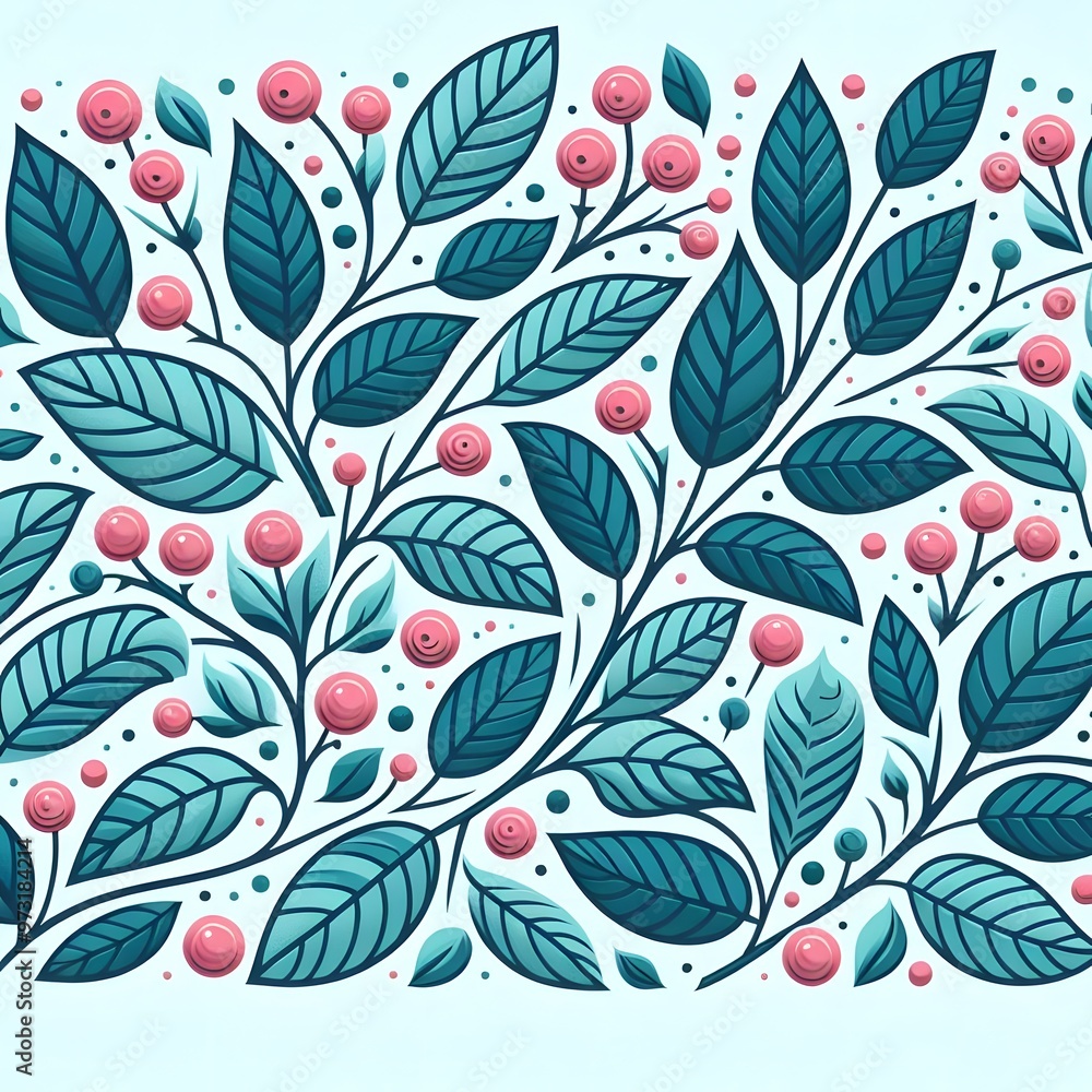 Fototapeta premium A wallpaper of seamless leaves pattern background 