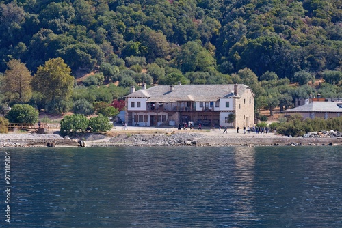 one of house belong to Xenophon's Monastery on the Athos Peninsula - Chalkidiki - Greece photo