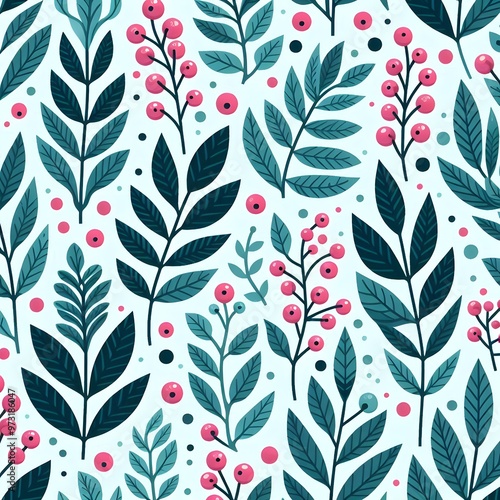 Seamless Floral Leaf Pattern Design Wallpaper Nature Design for Vintage Art Decoration Ornament Background 