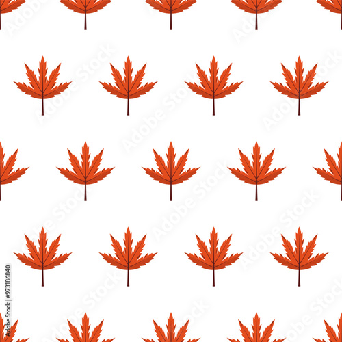 Autumn maple leaf seamless pattern. Red foliage is a symbol of fall. Flat vector repeating background isolated on white 