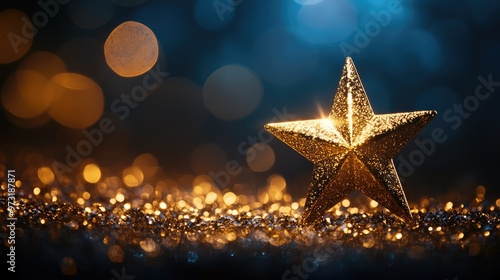 Golden Star with Light Effect. AI generated illustration