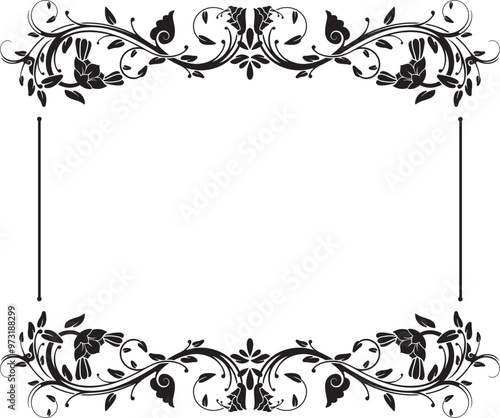Vector floral frame with traditional Japanese ornaments, retro oriental decorative elements. Exquisite vector design, vinyl and laser ready.