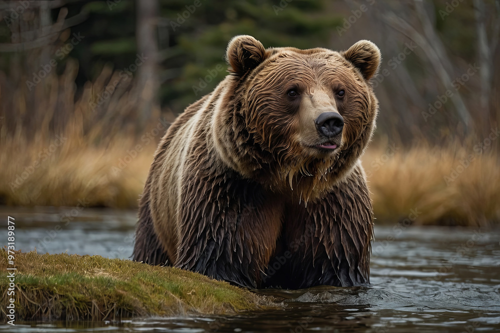 a brown bear, in its natural habitat a brown bear, in its natural habitat