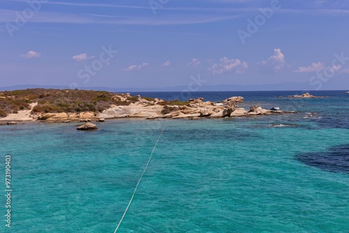 beach and sea at blue lagoon in Diaporos Island, Sithonia - Greece photo