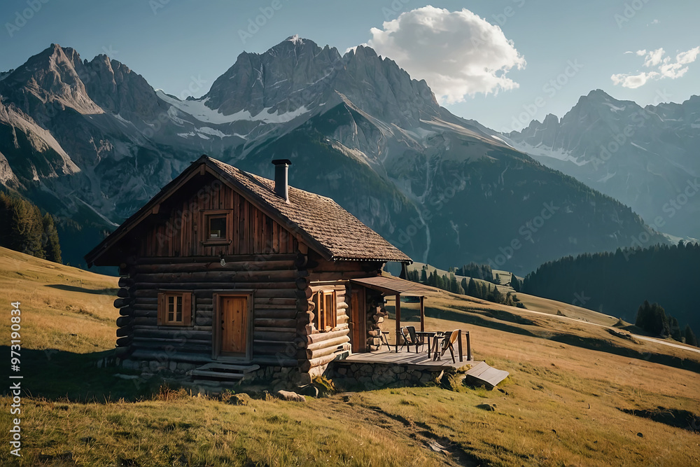 cabin in the mountains with alps around cabin in the mountains with alps around