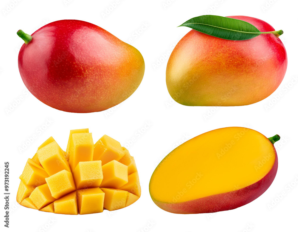 Set von Mango, isoliert auf weißen Hintergrund, Freisteller,Transparent Set von Mango, isoliert auf weißen Hintergrund, Freisteller,Transparent