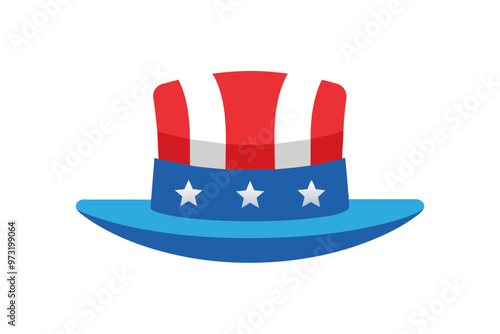  Hat , 4th july, minimal flat design vector art illustration photo