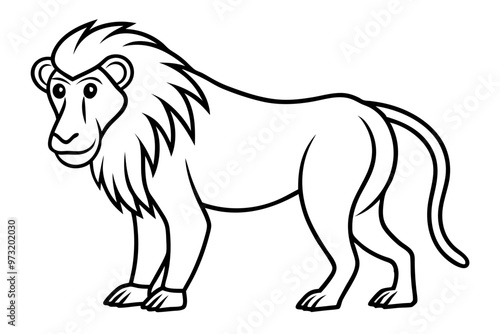 baboon line art on white background