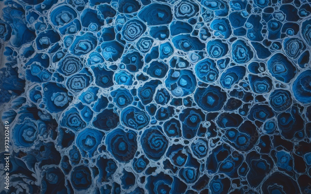 Blue abstract pattern. Abstract blue pattern with circular shapes and lines, resembling a network or cells. Blue abstract pattern. Abstract blue pattern with circular shapes and lines, resembling a network or cells.